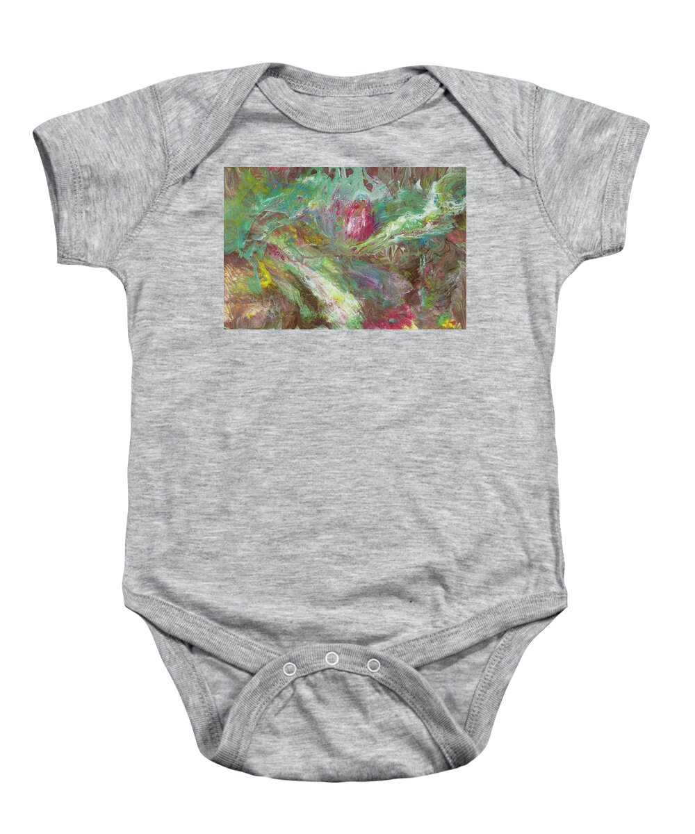 Water And Earth Baby Onesie featuring the painting Rosewater by Tessa Evette