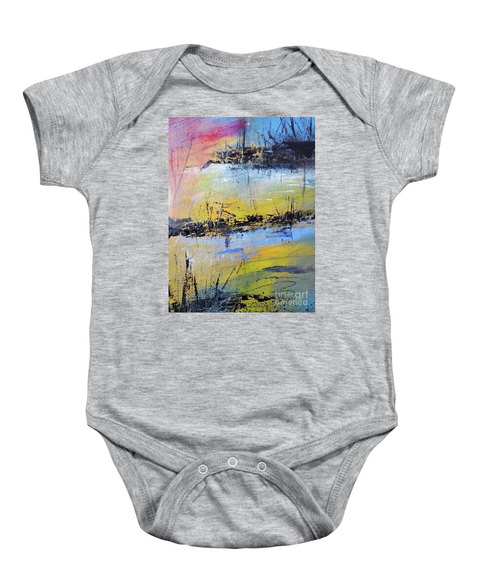 Abstract Baby Onesie featuring the mixed media Water Colors 4 by Sharon Williams Eng