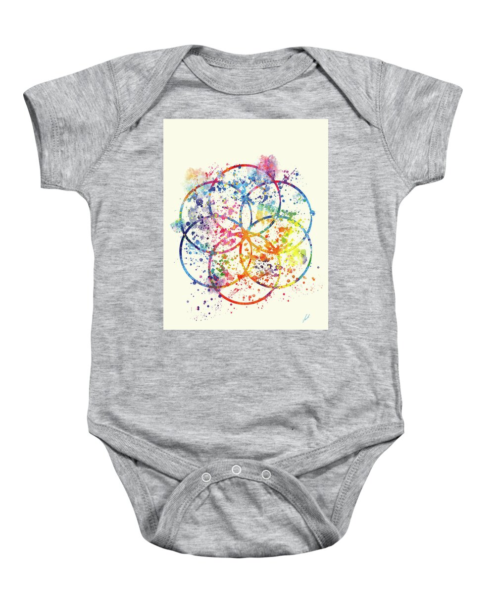 Watercolor Baby Onesie featuring the painting Watercolor - Sacred Geometry For Good Luck by Vart