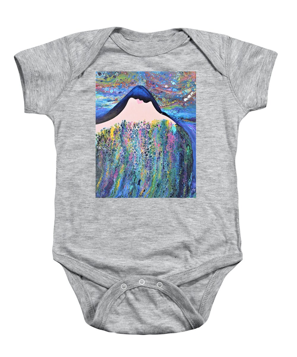 Wall Art Home Décor Waterfall Of Jewels Acrylic Abstract Painting Gift Idea Face Baby Onesie featuring the painting Waterfall Of Jewels by Tanya Harr