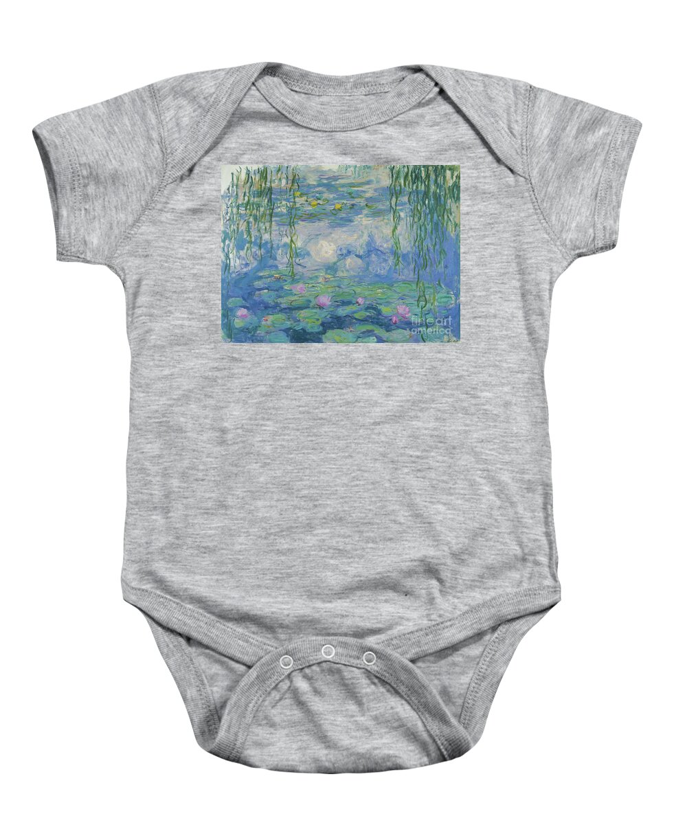 Claude Monet Baby Onesie featuring the painting Waterlilies, 1916-19 by Claude Monet
