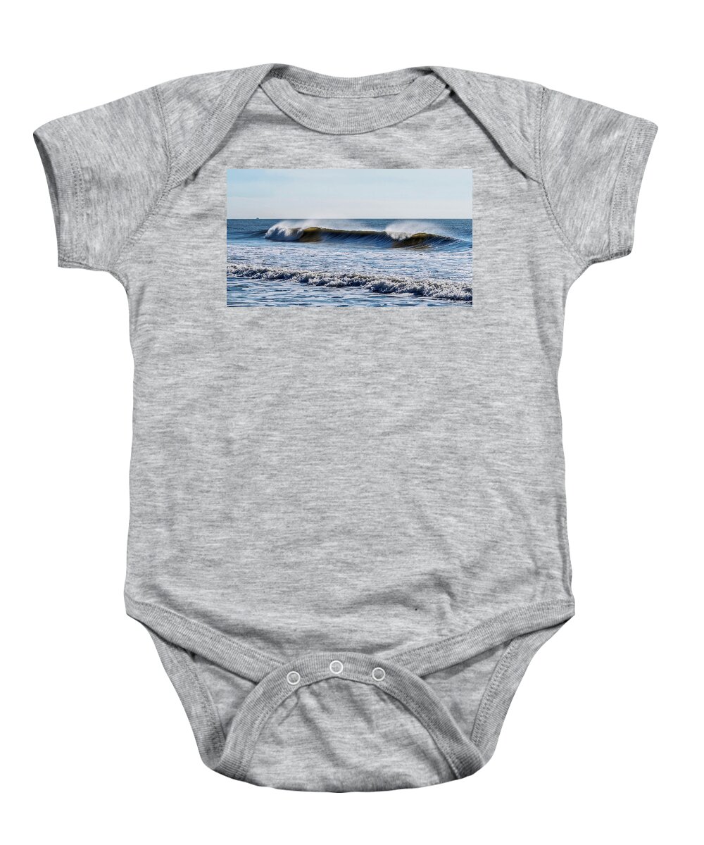 Beach Baby Onesie featuring the photograph Wave Mist Photograph by Louis Dallara