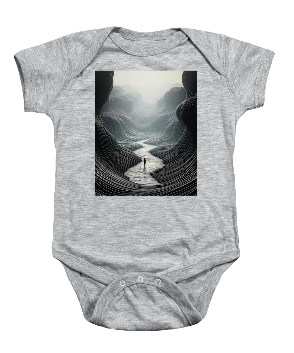 Futuristic Baby Onesie featuring the digital art Waves of Awe by Maria Lankina