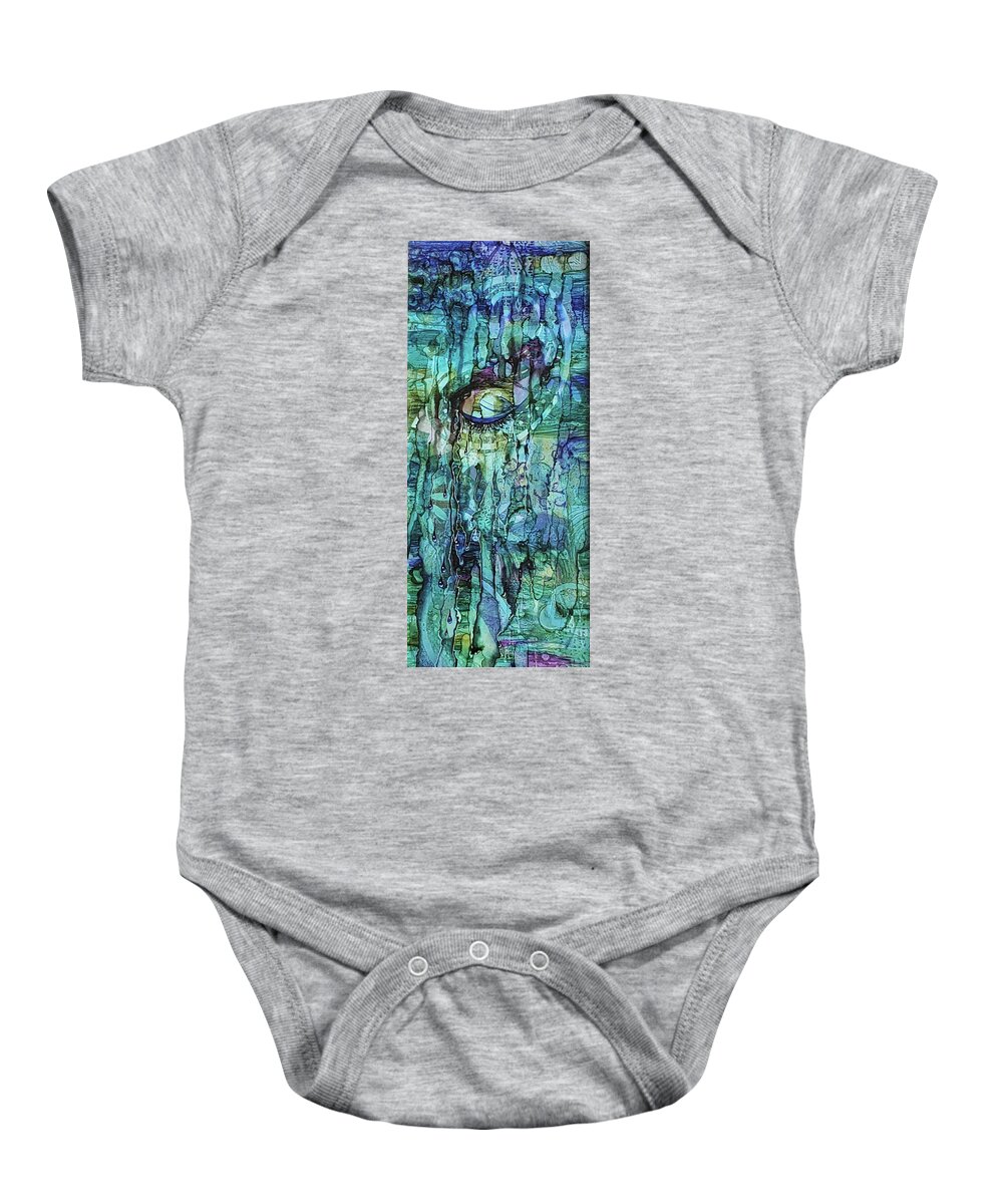Weeping Baby Onesie featuring the painting Weeping Farewell by Gigi Dequanne