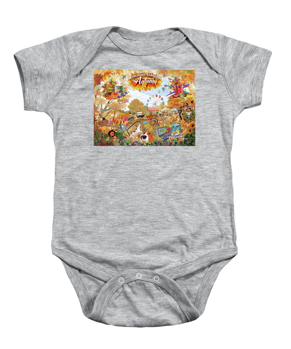 Autumn Baby Onesie featuring the digital art Welcome Colorful Autumn by Evie Cook