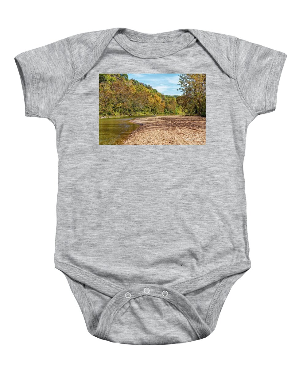 Ozarks Baby Onesie featuring the photograph West Fork Black River Shore by Jennifer White