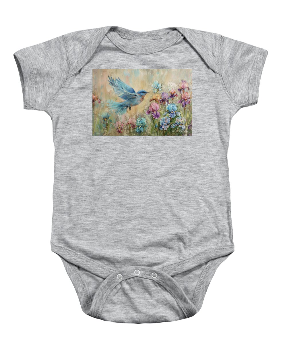 Bluebird Baby Onesie featuring the painting Where The Bluebird Flies by Tina LeCour