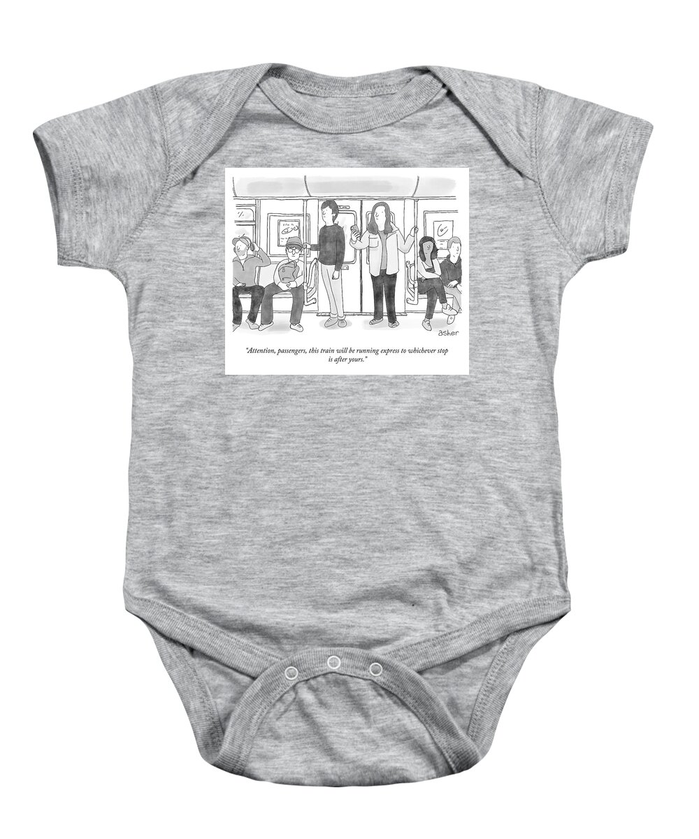 “attention Baby Onesie featuring the drawing Whichever Stop is After Yours by Asher Perlman
