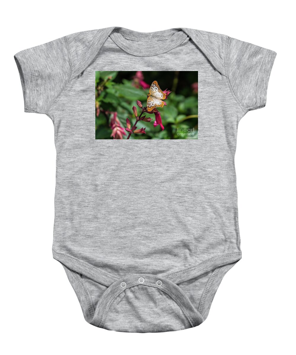 White Peacock Butterfly Baby Onesie featuring the photograph White Peacock Butterfly by Jennifer White