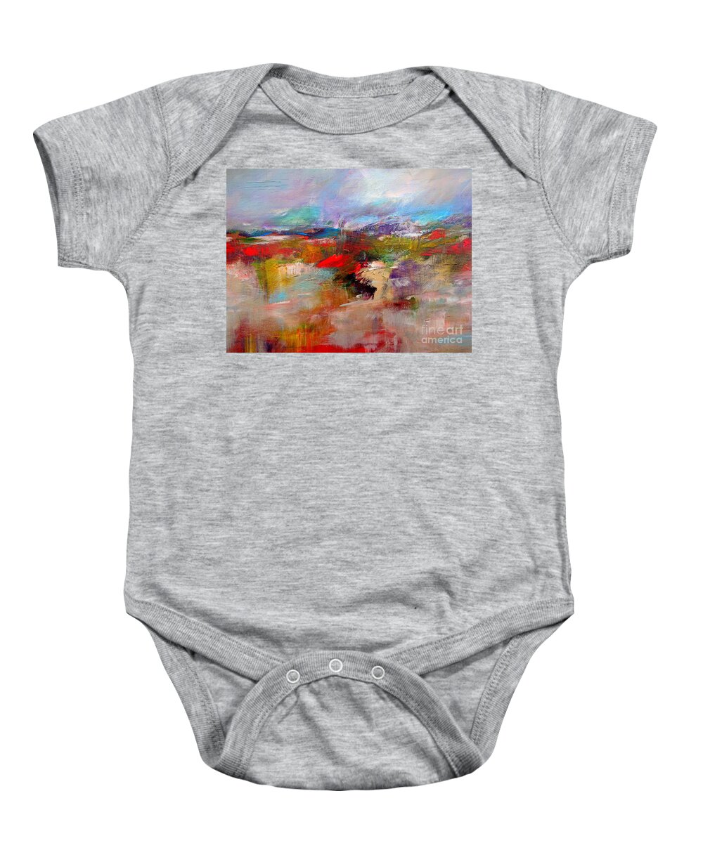 Wild Irish Abstract Landscape Paintings A Vibrant Painting Of Email Artistpixi@gmail.com To Subscribe To My Mailing List Baby Onesie featuring the painting Wild irish abstract landscape paintings by Mary Cahalan Lee - aka PIXI