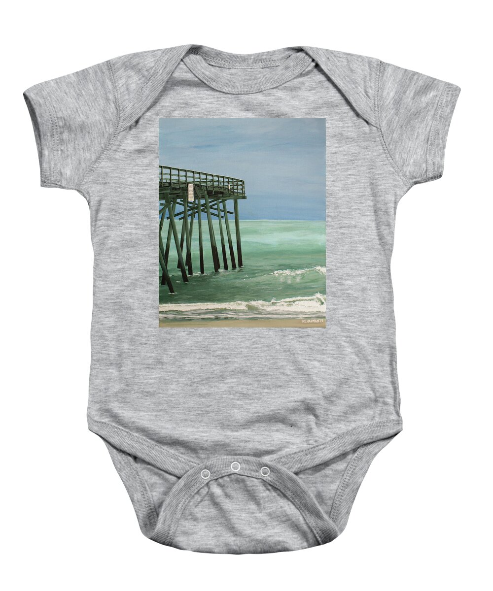 Pier Baby Onesie featuring the painting Wilmington Welcome by Heather E Harman