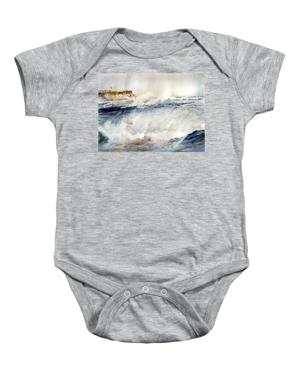 Beach Baby Onesie featuring the painting Wind Swept Breakers by P Anthony Visco