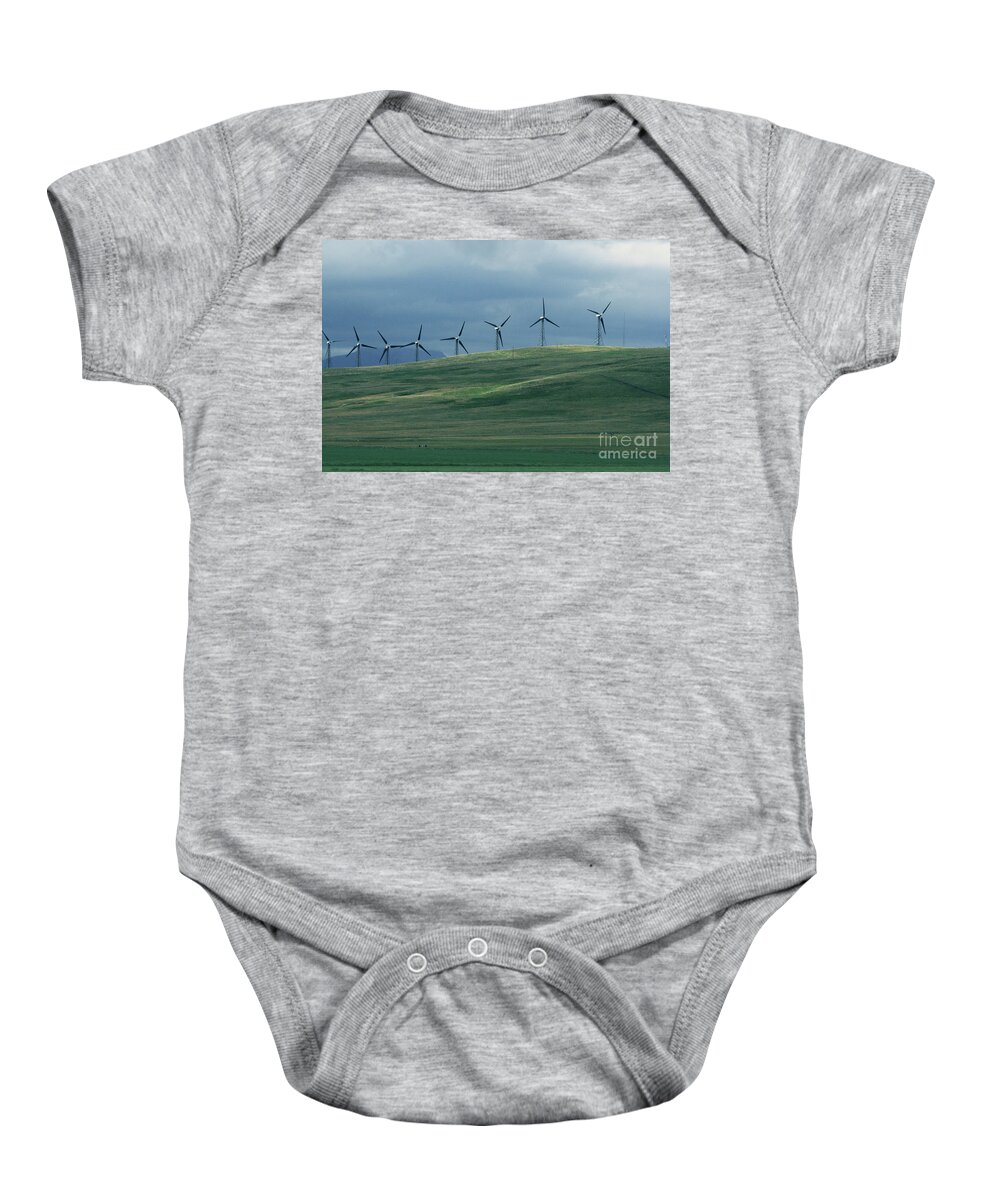 Wind Baby Onesie featuring the photograph Wind Turbines by Mary Mikawoz