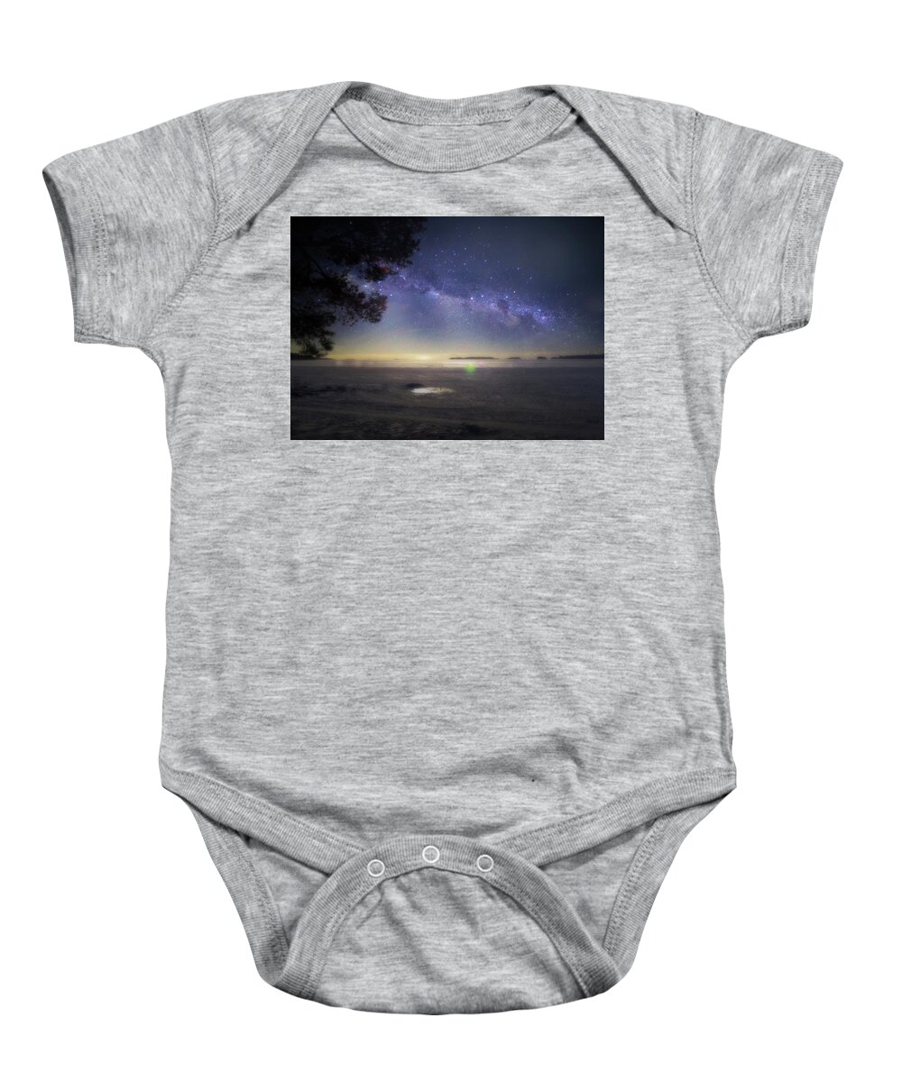 Stars Baby Onesie featuring the photograph Winter Evening With A Starry Sky by Johanna Hurmerinta