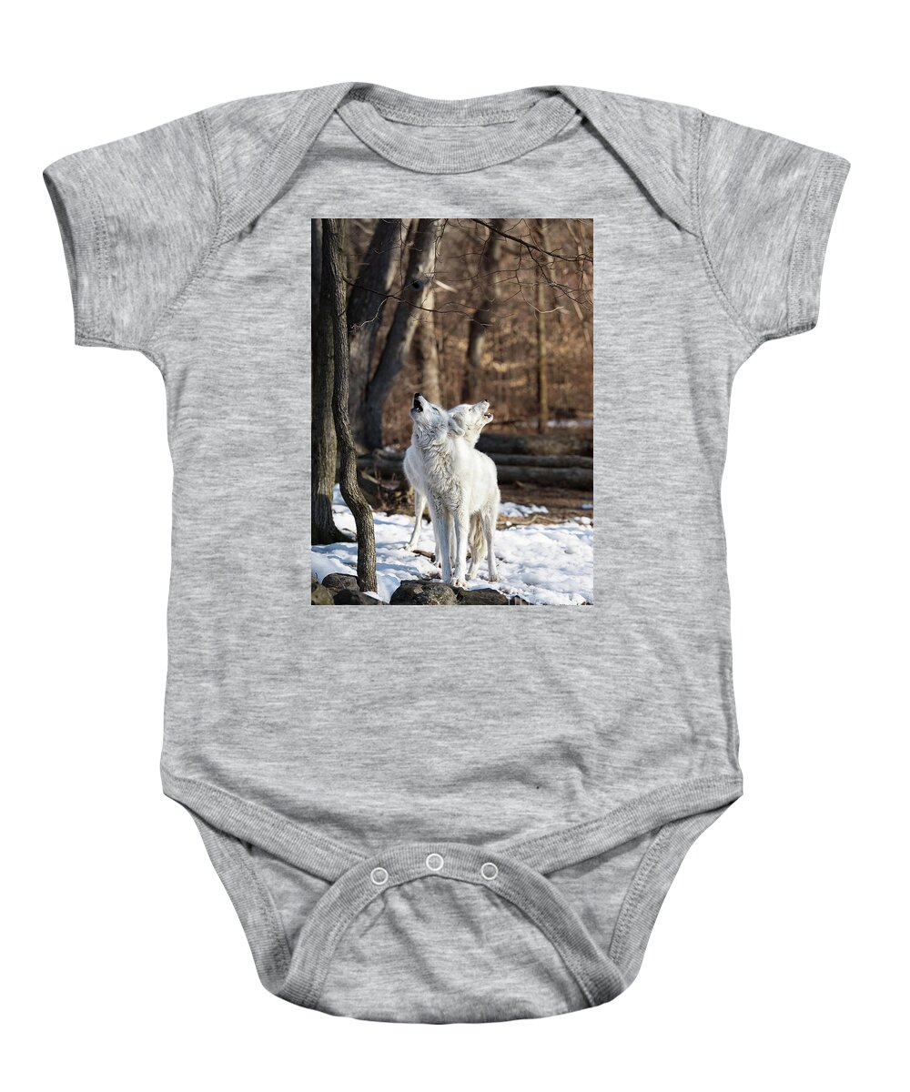 Winter Baby Onesie featuring the photograph Wolf song by Rehna George