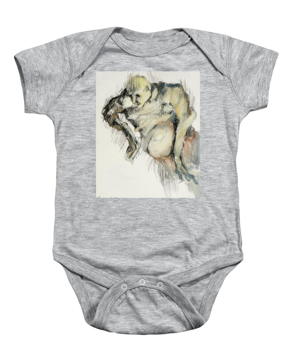 #women Baby Onesie featuring the painting Woman on Yellow 5 by Veronica Huacuja
