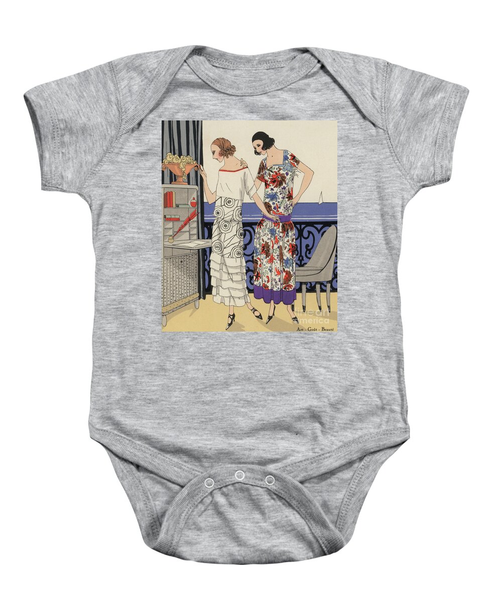 Past Baby Onesie featuring the painting Womens fashion of the 1920s by French School
