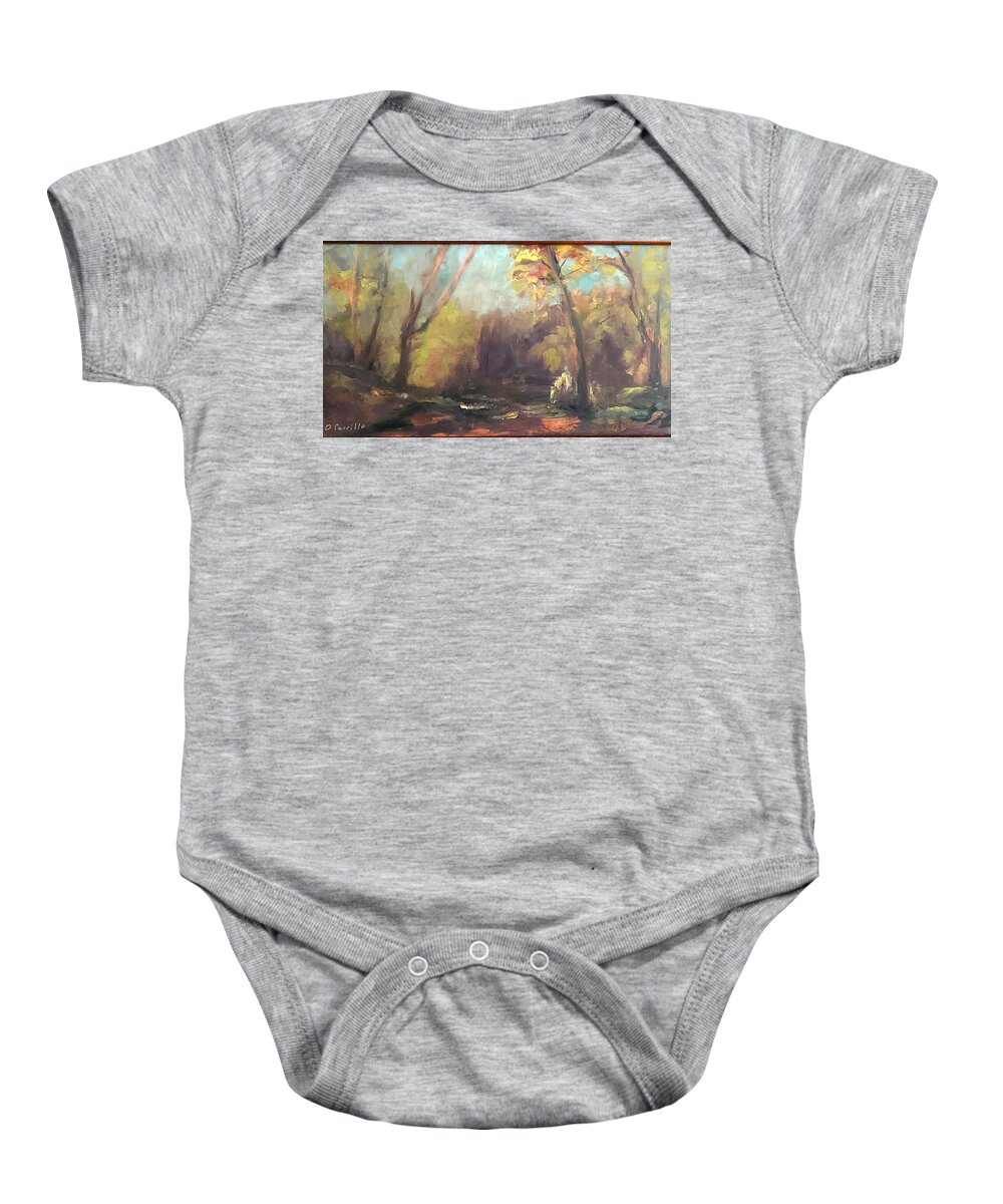 Plein Air Painting Baby Onesie featuring the painting Wonders Of Wildwwod by Donna Carrillo