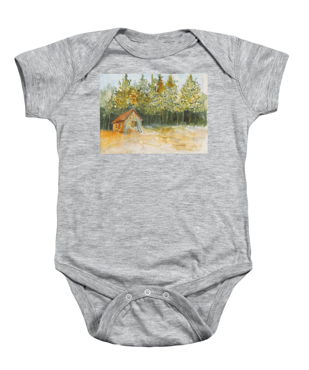 Water Baby Onesie featuring the painting Woods by Loretta