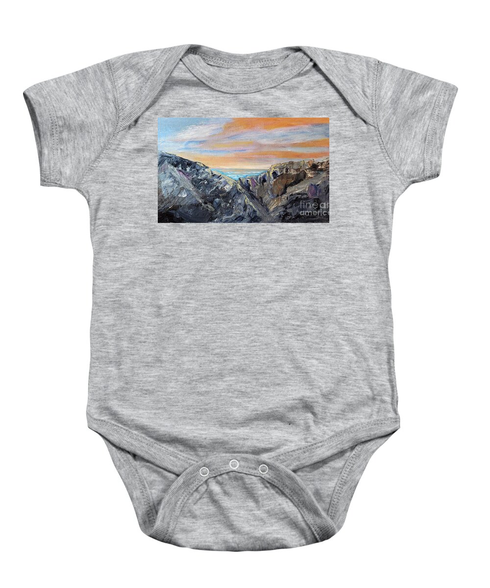 Abstract Baby Onesie featuring the painting Worth the Climb by Sharon Williams Eng