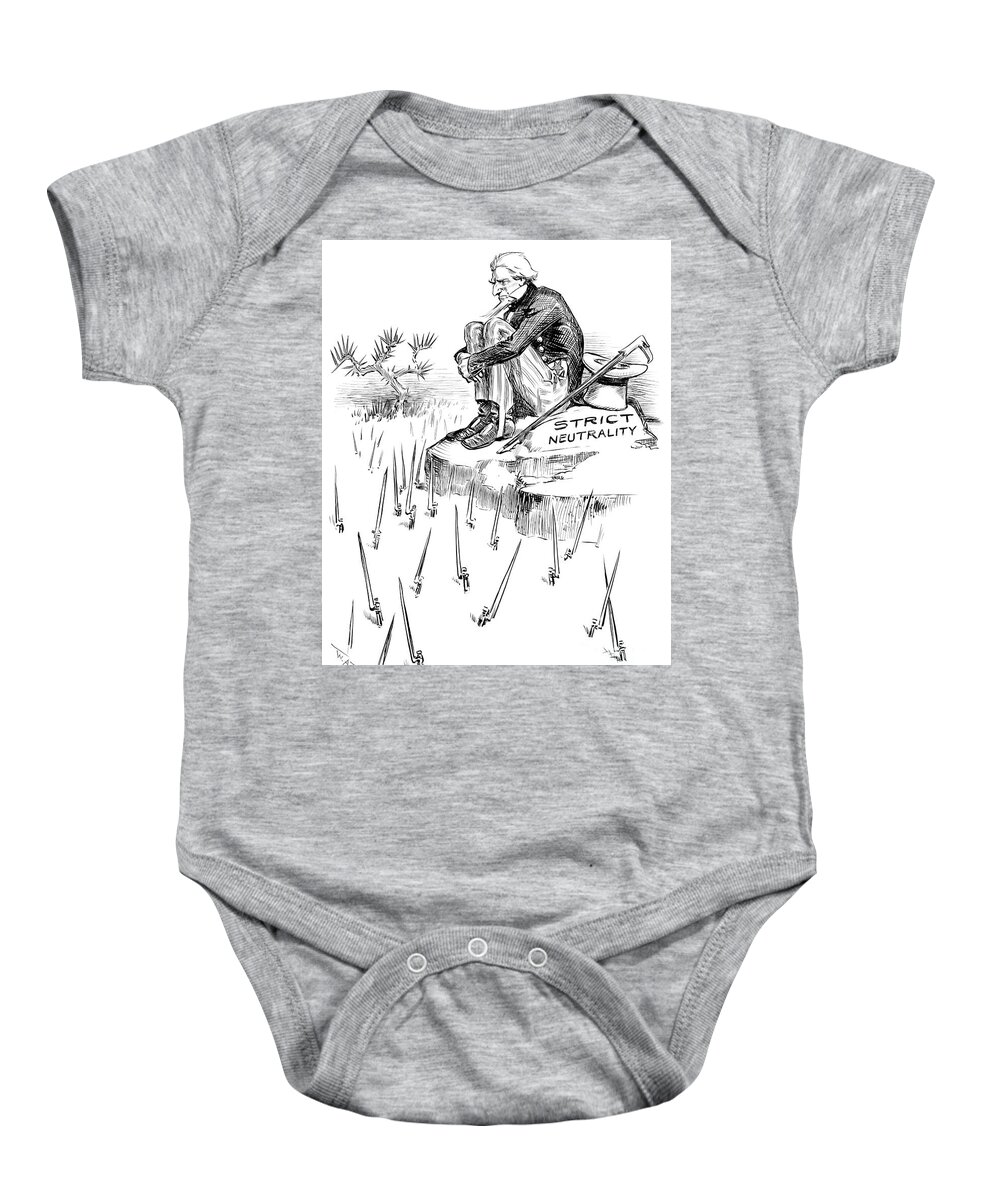 1914 Baby Onesie featuring the drawing WWI Neutrality, c1914 by William A Rogers