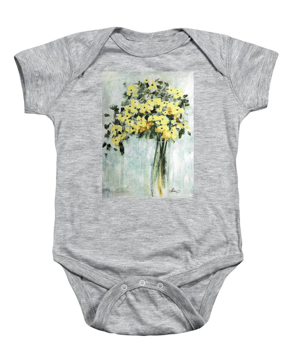 Flowers Baby Onesie featuring the painting Yellow Bouquet by Terri Einer