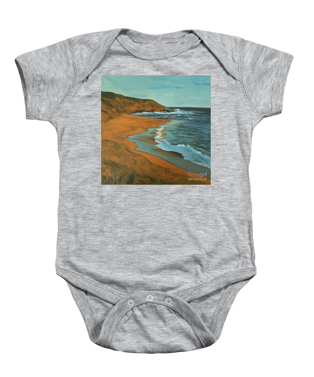 Yellow Sand Beach Baby Onesie featuring the painting Yellow Sand Beach by Jane See