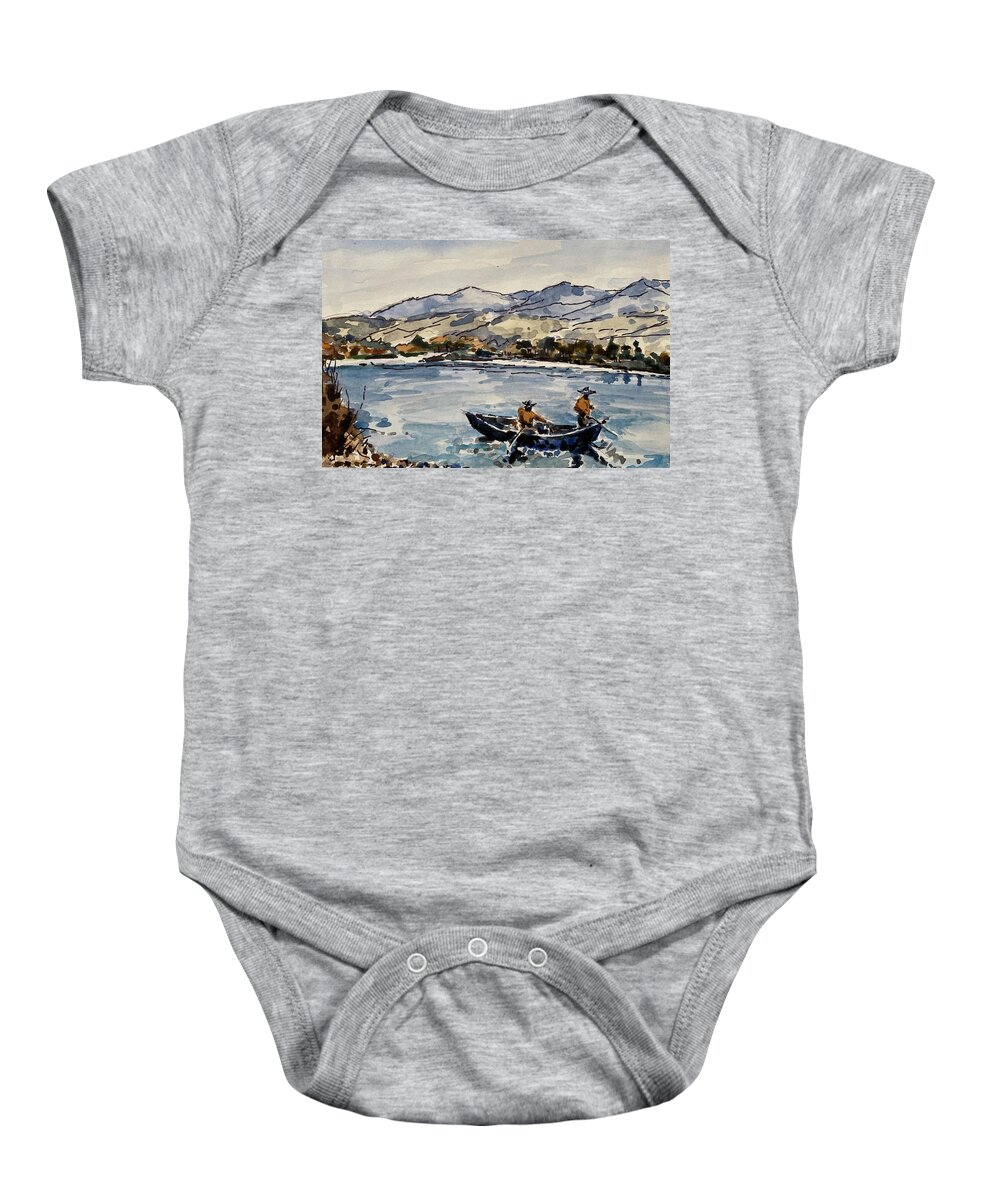 Yellowstone River Baby Onesie featuring the painting Yellowstone Drift by Les Herman