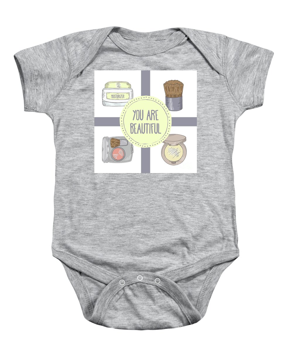 Beautiful Quotes Baby Onesie featuring the mixed media You Are Beautiful by Tina LeCour