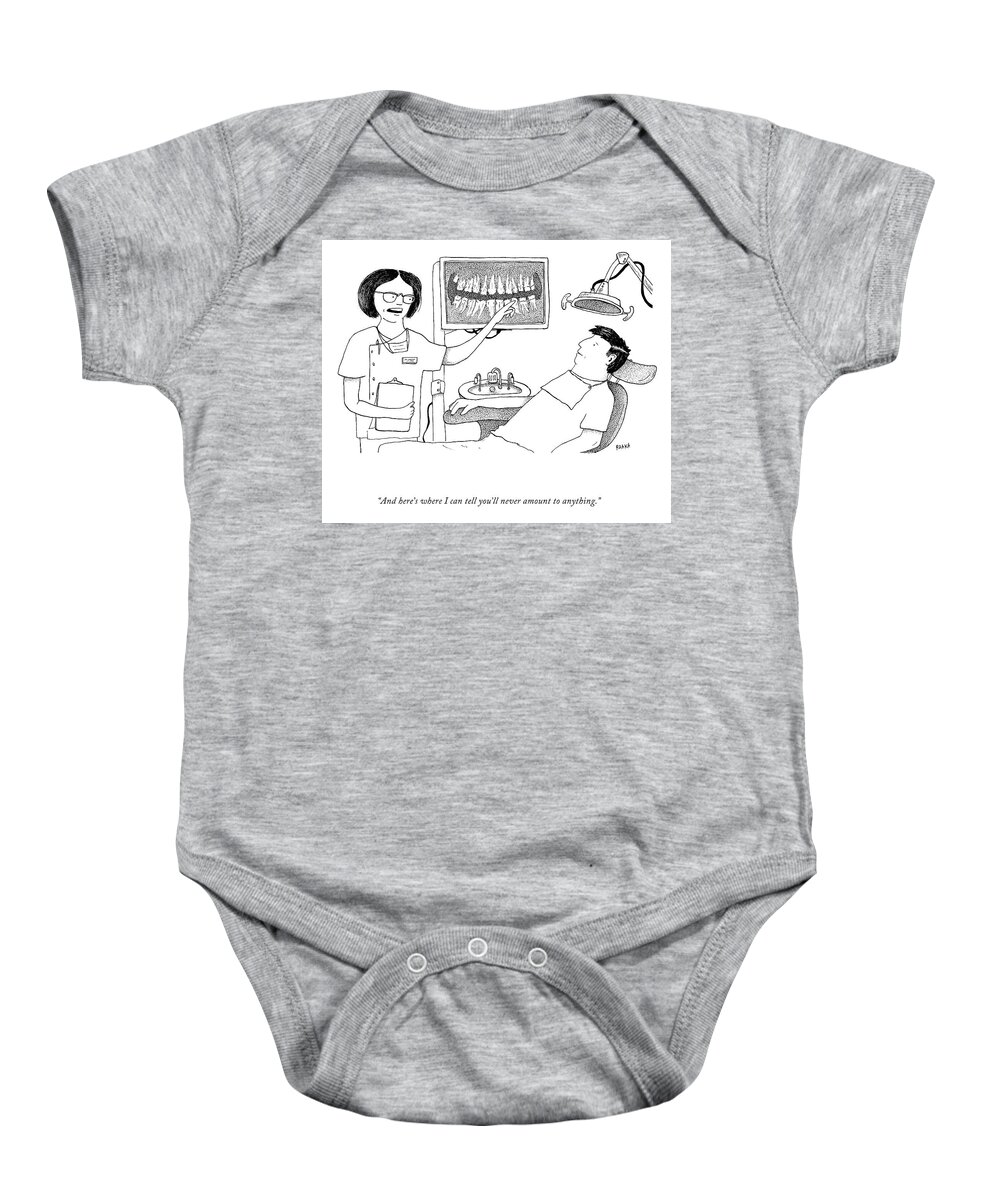 and Here's Where I Can Tell You'll Never Amount To Anything. Baby Onesie featuring the drawing You'll Never Amount to Anything by Stephen Raaka
