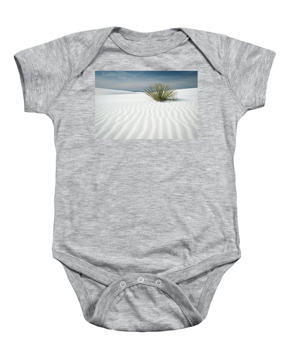 White Sands Baby Onesie featuring the photograph Yucca at White Sands National Monument by Mary Lee Dereske