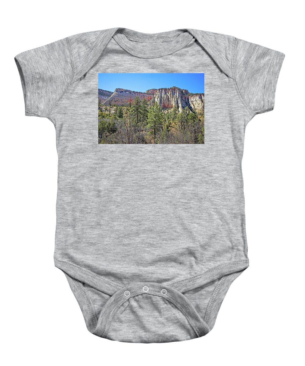 Nature Baby Onesie featuring the photograph Zion's Spectacular Cliffs by Ronald Lutz