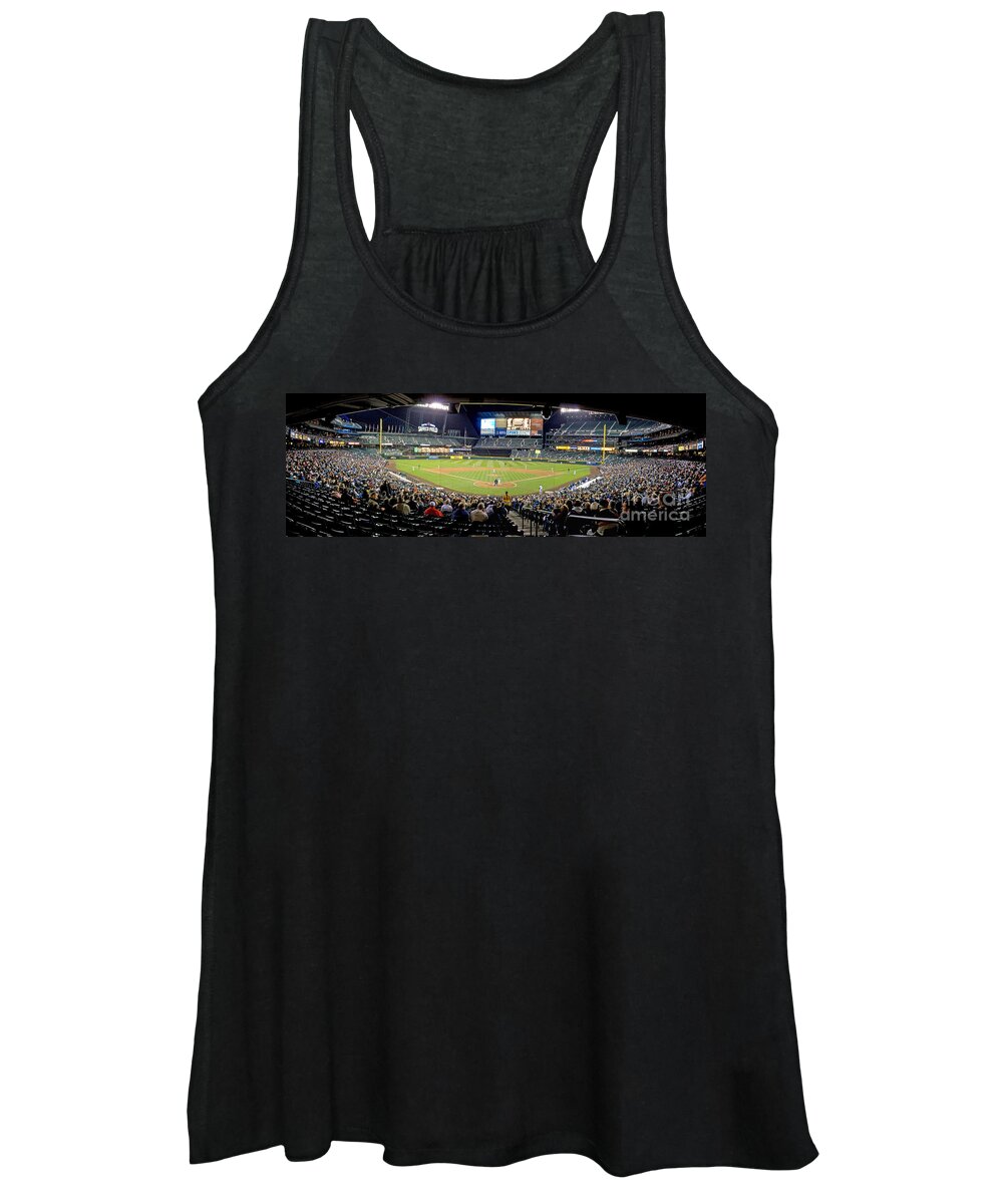 Safeco Women's Tank Top featuring the photograph 0434 Safeco Field Panoramic by Steve Sturgill