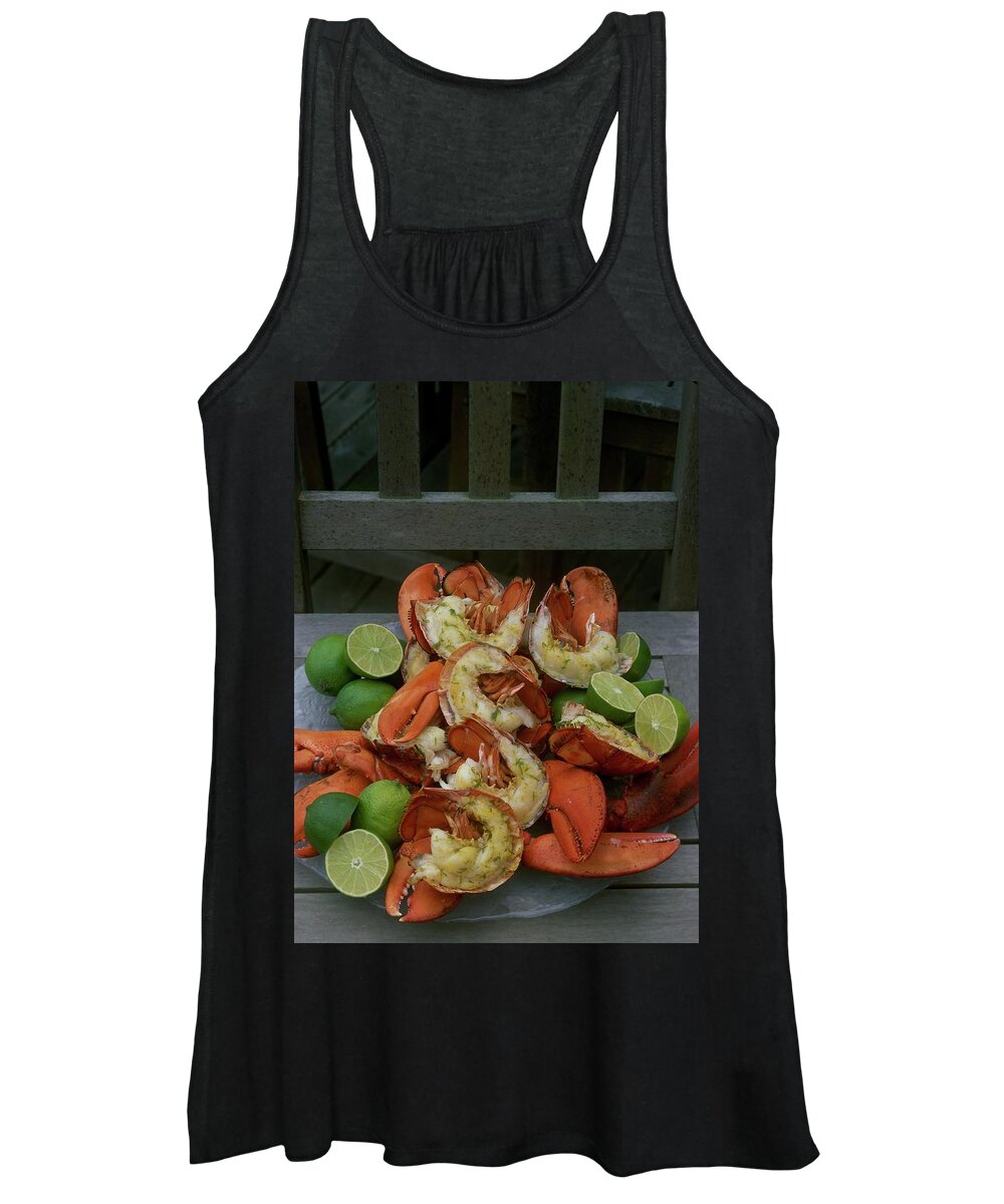 Cooking Women's Tank Top featuring the photograph A Meal With Lobster And Limes #1 by Romulo Yanes