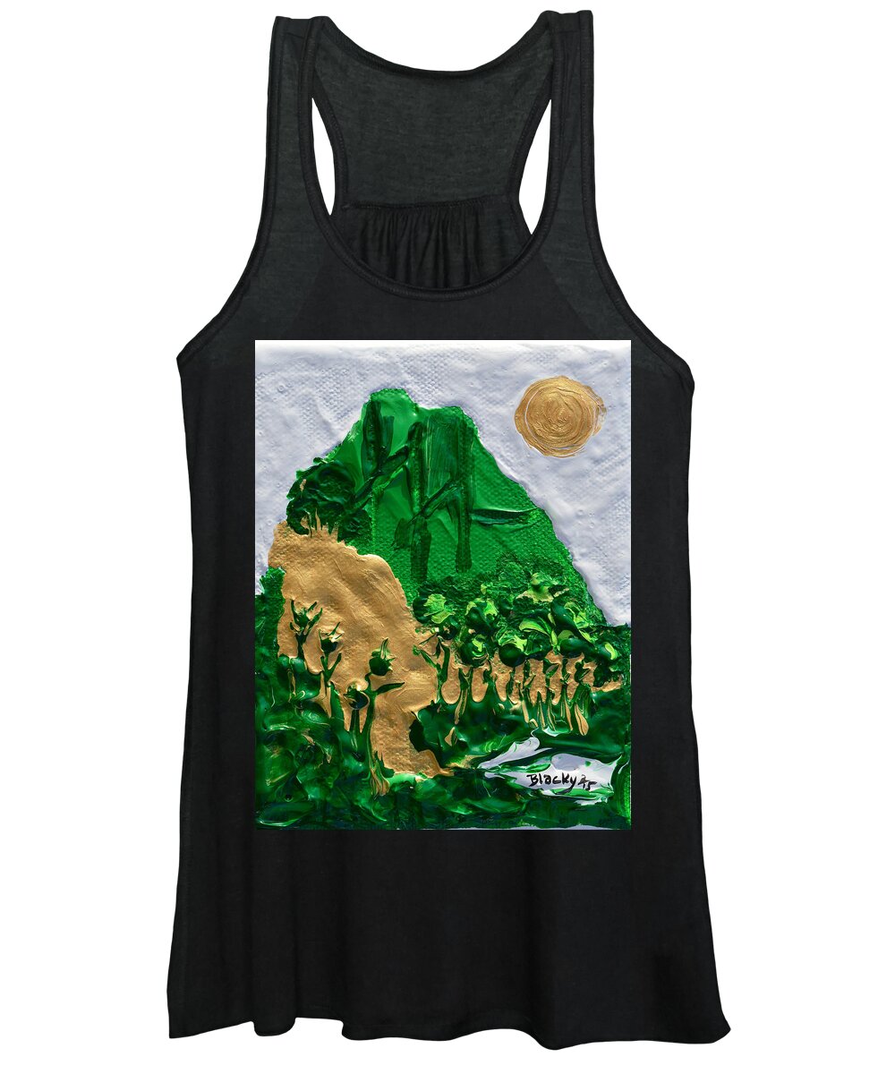 Modern Women's Tank Top featuring the painting Alpine Glow #1 by Donna Blackhall