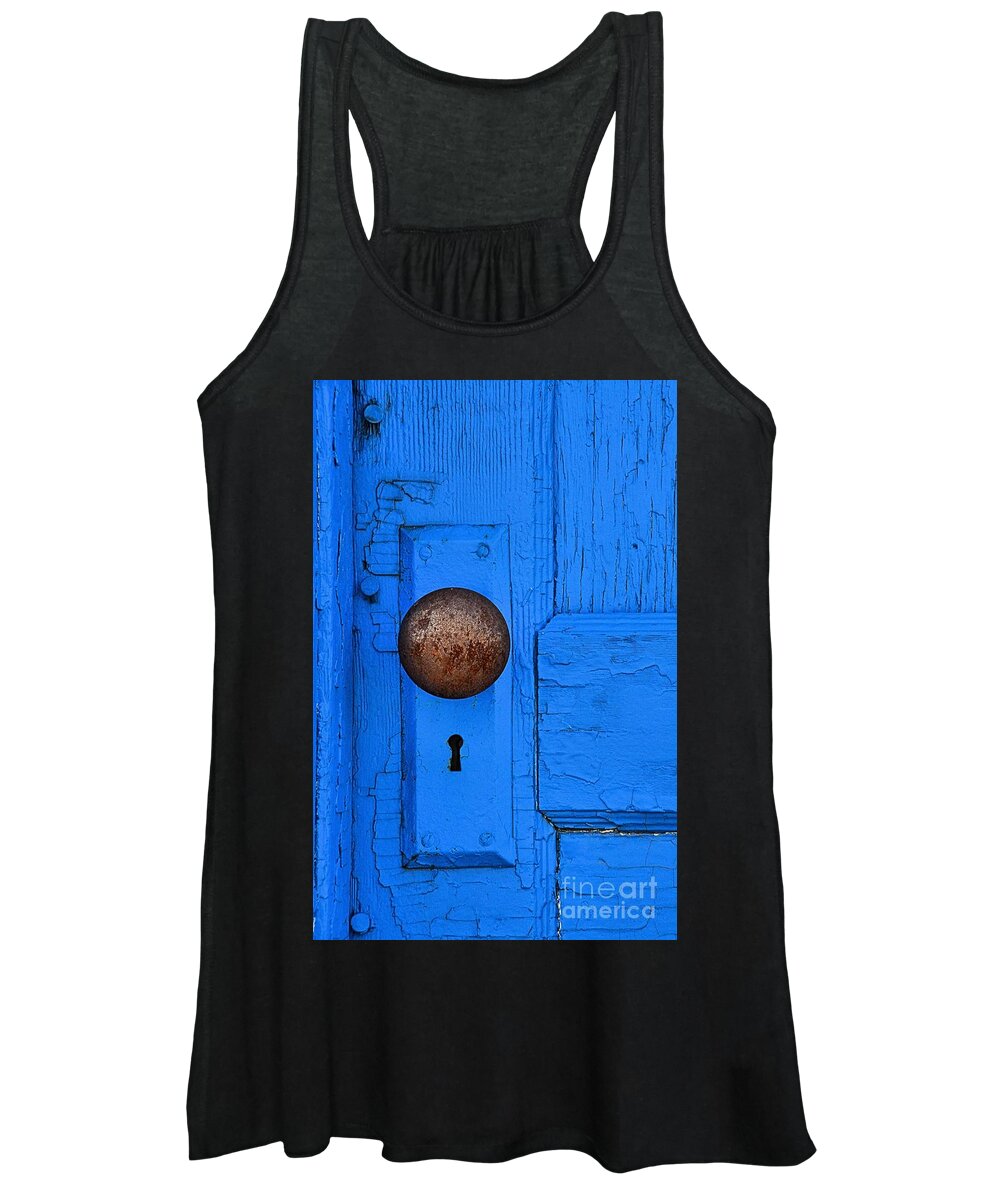 Abstract Women's Tank Top featuring the photograph Blue Door #1 by Lauren Leigh Hunter Fine Art Photography