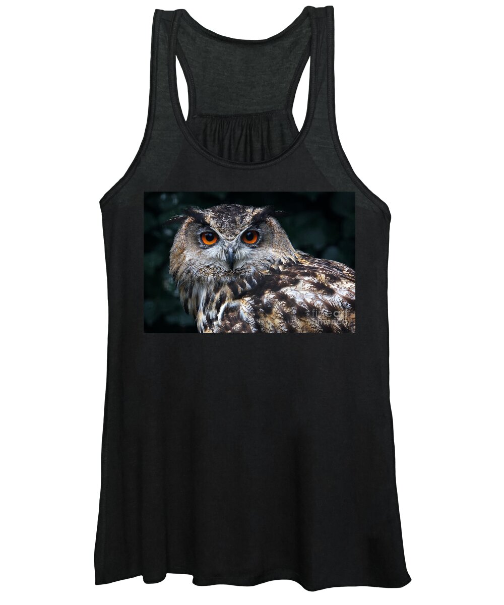 Eagle Owl Women's Tank Top featuring the photograph European Eagle Owl #1 by Nick Biemans