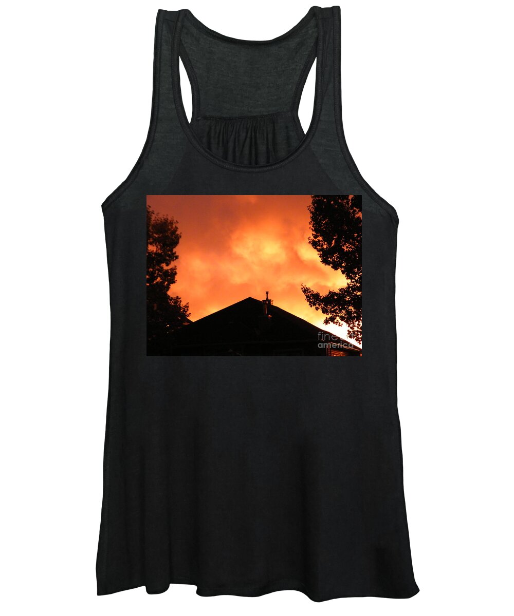 Sunrise Women's Tank Top featuring the photograph Fire in the Sky #2 by Ann E Robson