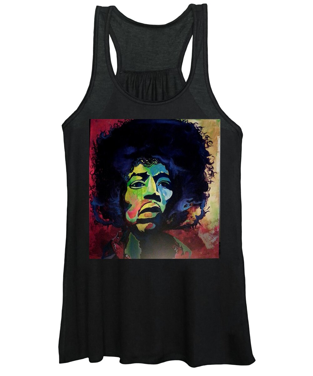  Women's Tank Top featuring the painting Jimi by Femme Blaicasso