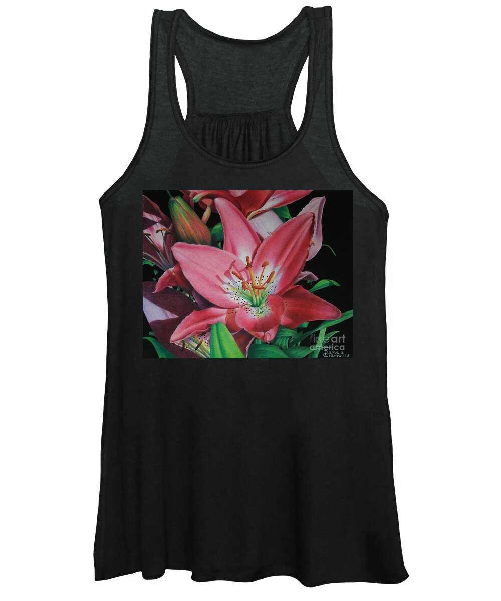 Lily Women's Tank Top featuring the painting Lily's Garden by Pamela Clements