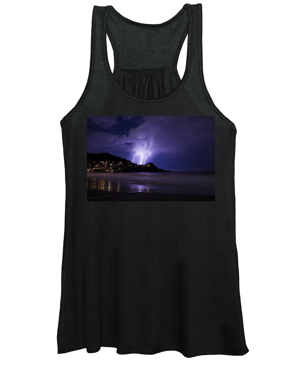 Lightning Women's Tank Top featuring the photograph Lightning over the Ocean by Bryant Coffey