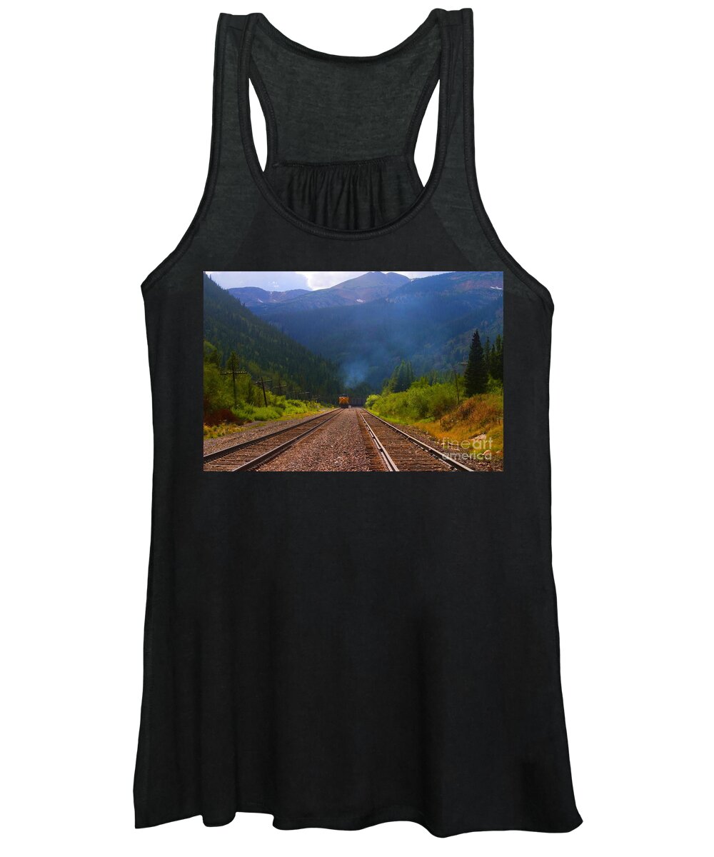 Railroad Women's Tank Top featuring the photograph Misty Mountain Train #1 by Steven Krull