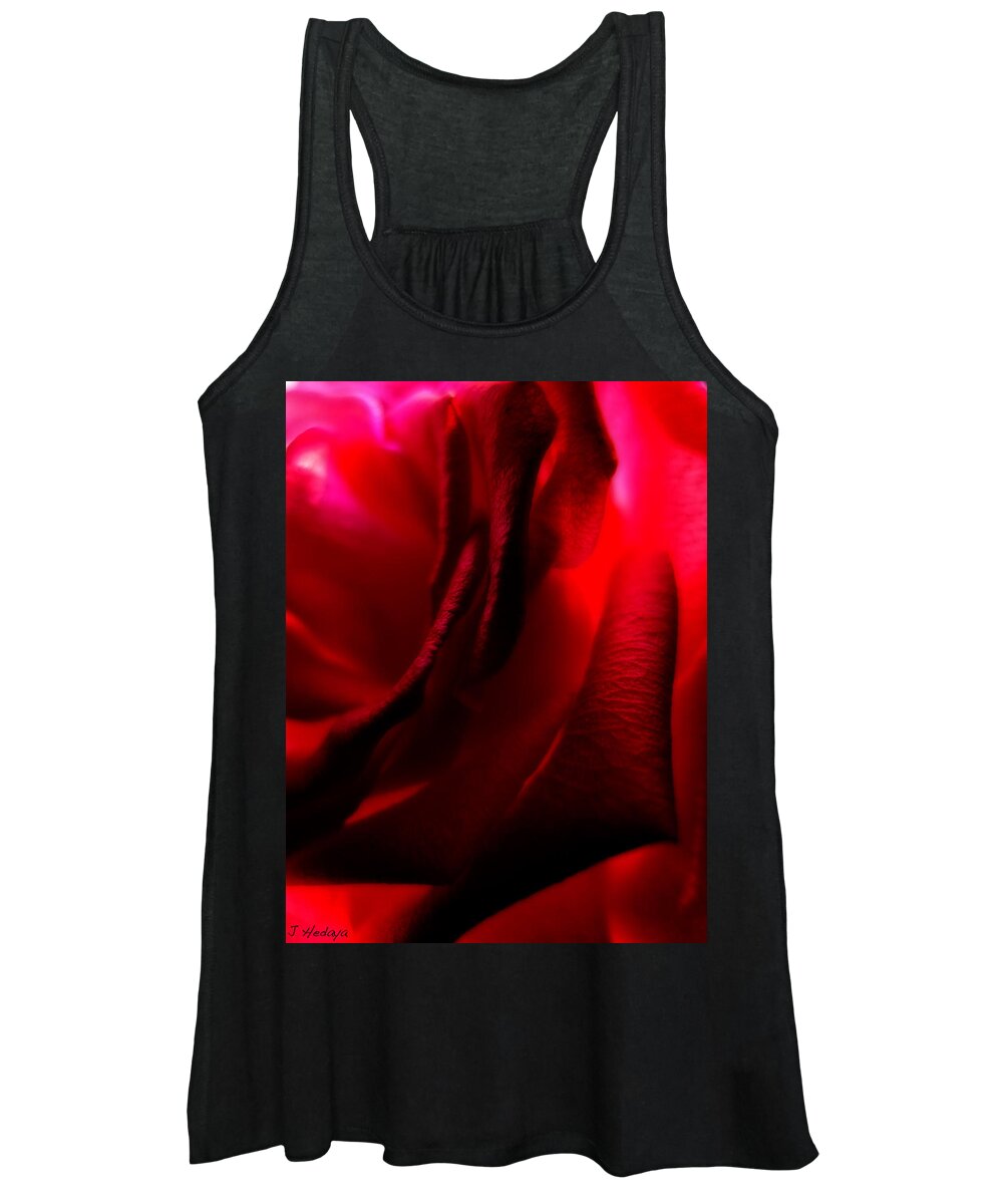 Rose Women's Tank Top featuring the photograph Red Petal Macro 3 #1 by Joseph Hedaya