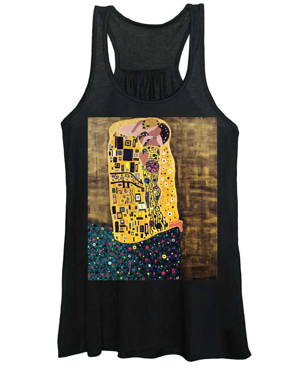Romance Women's Tank Top featuring the painting The Kiss #1 by Angelina Tamez