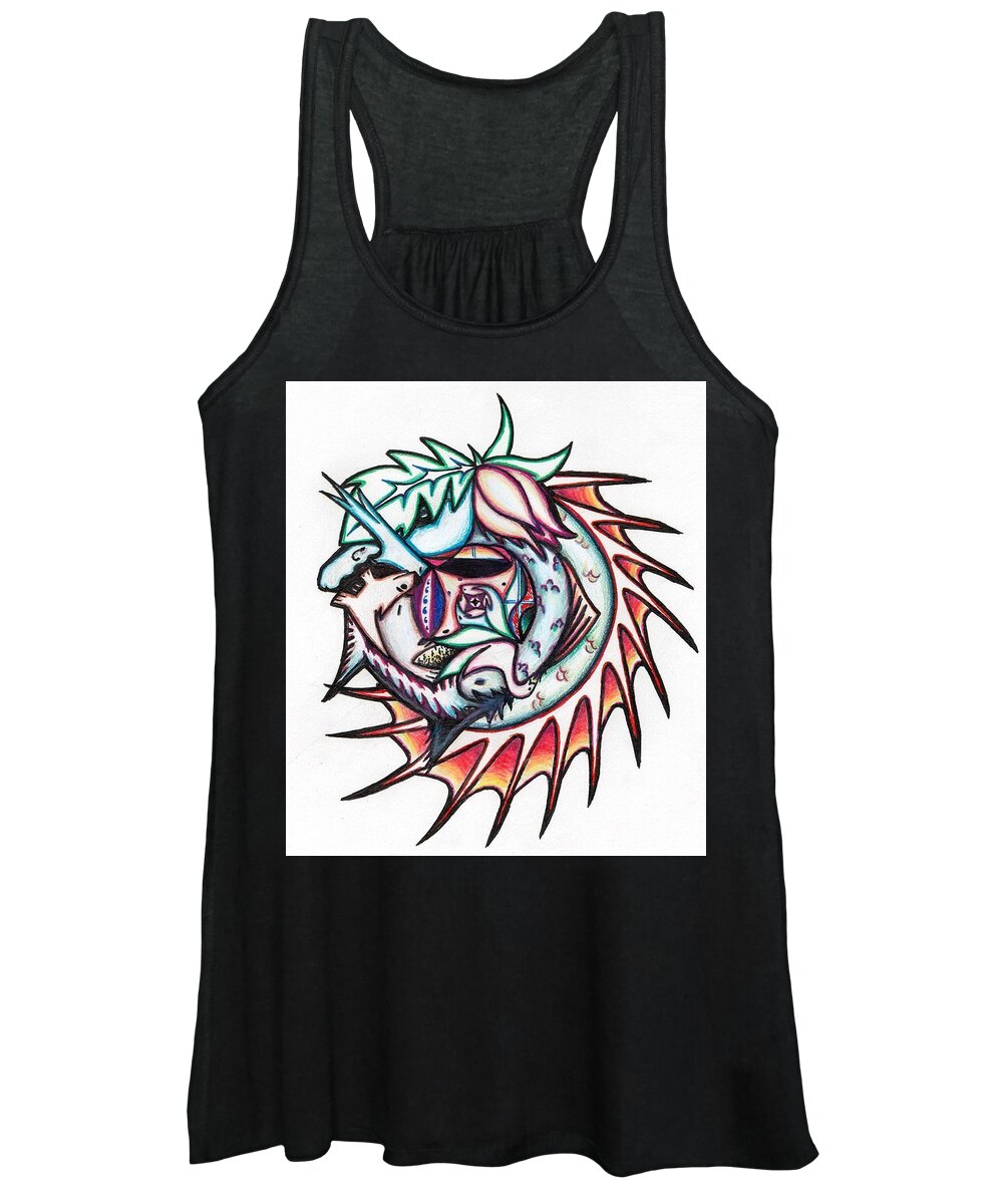 Seahorse Women's Tank Top featuring the painting The Seahorse Mosaic #2 by Shawn Dall
