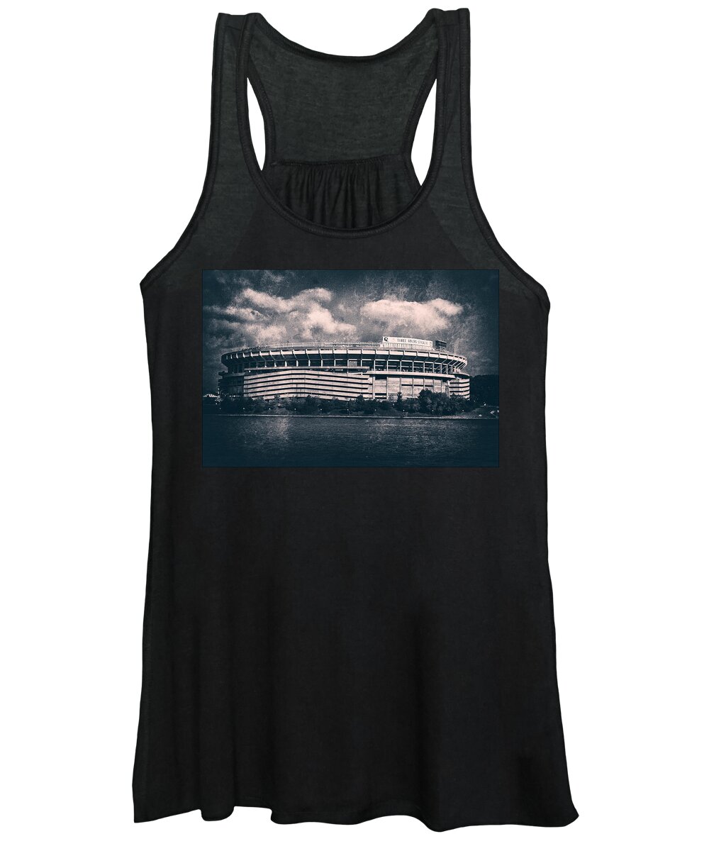 Pittsburgh Women's Tank Top featuring the photograph Three Rivers Stadium #2 by Robert Fawcett