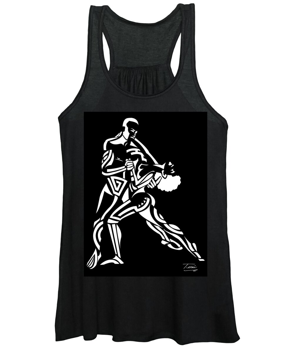 Man Women's Tank Top featuring the drawing Tribal Dance #1 by Terri Meredith