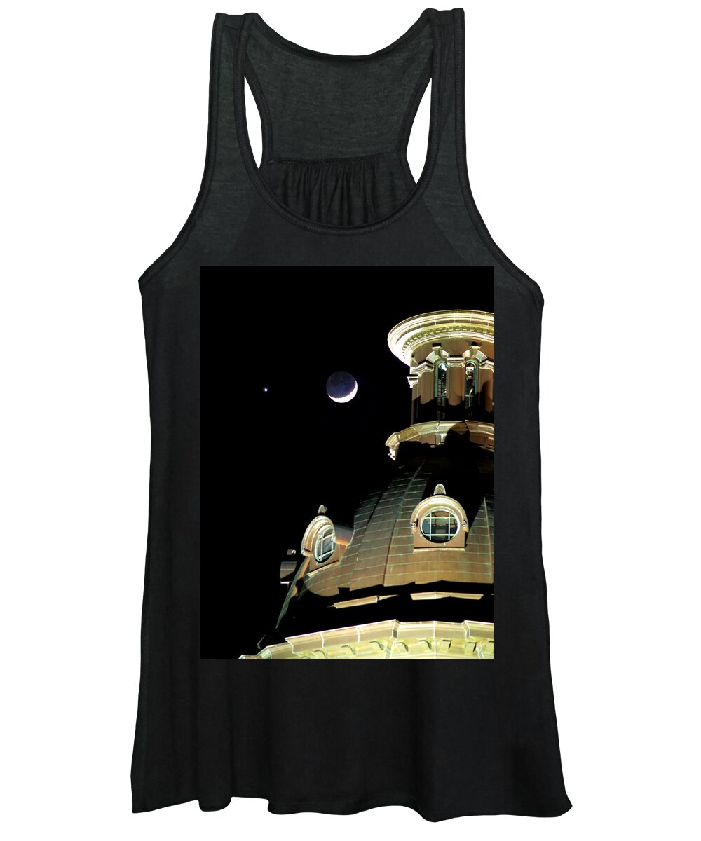 Planets Women's Tank Top featuring the photograph Venus and Crescent Moon-1 by Charles Hite