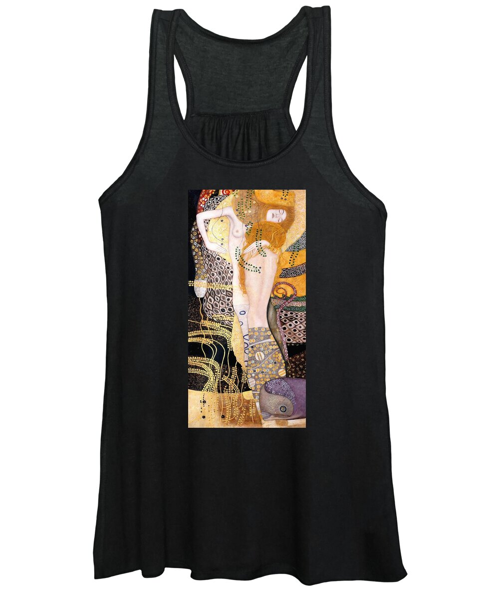 Gustav Klimt Women's Tank Top featuring the painting Water Serpents I #1 by Gustav Klimt