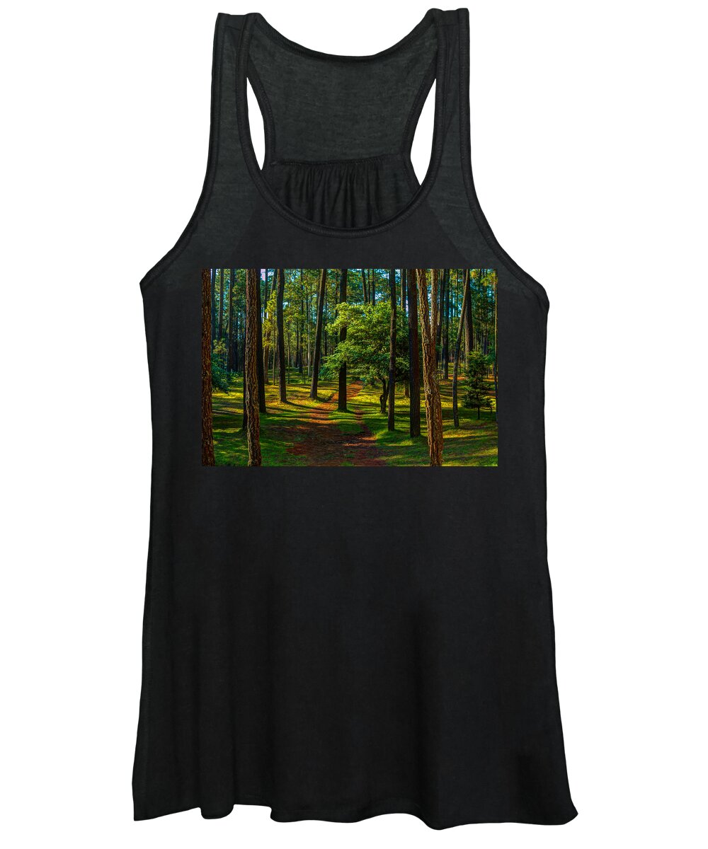 Woods Women's Tank Top featuring the photograph Woodland Path by Robert McKinstry